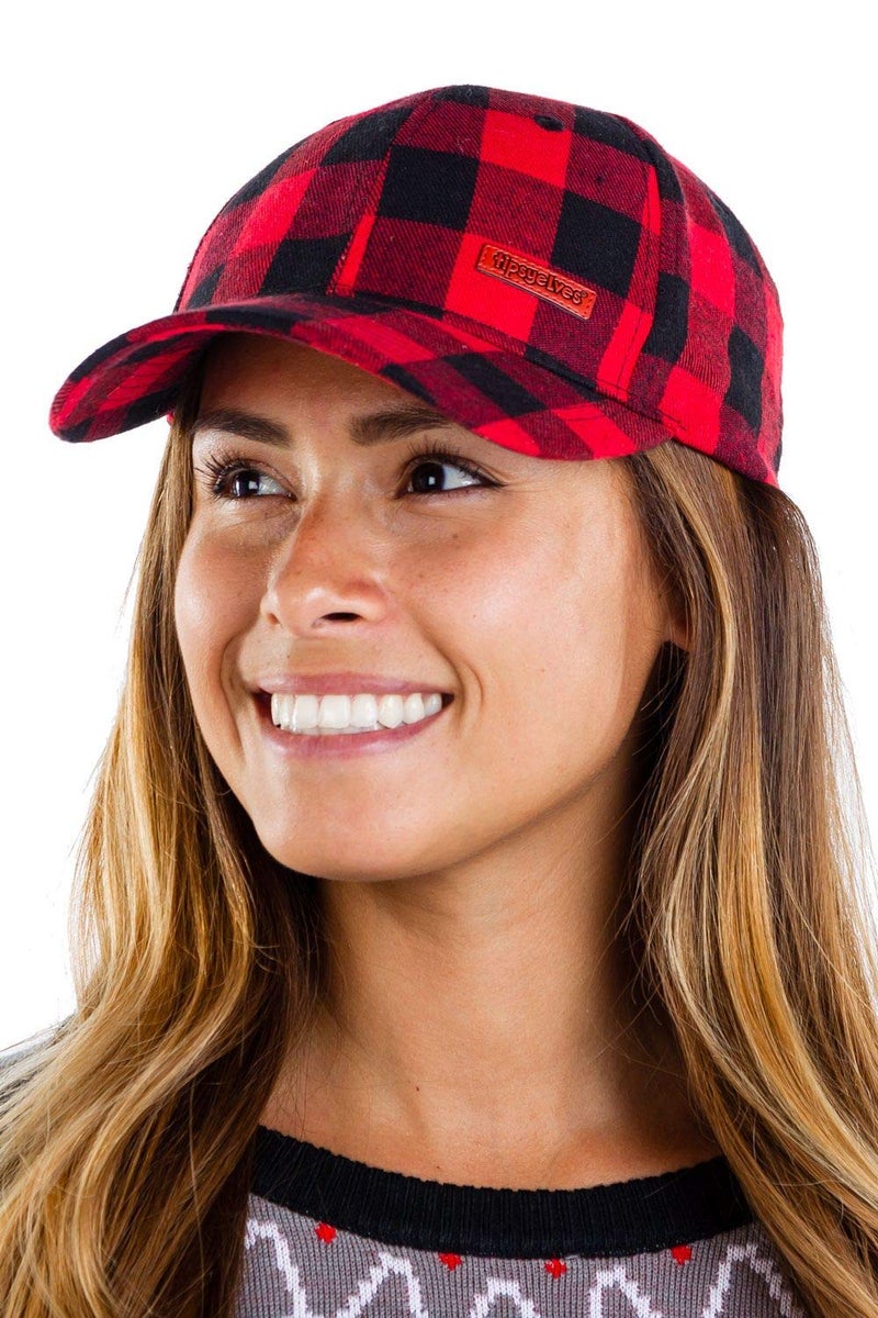 Tipsy Elves Buffalo Plaid Baseball Hat - Plaid Christmas Hats for Men & Women - Image 2